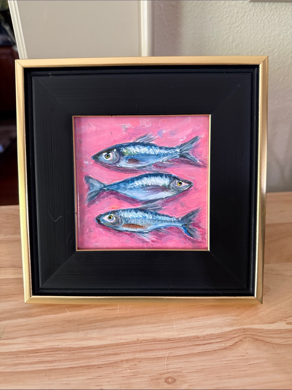 Framed Fish Artwork in Pink & Blue - Petite Aquarium Accent - Picture 3 of 4